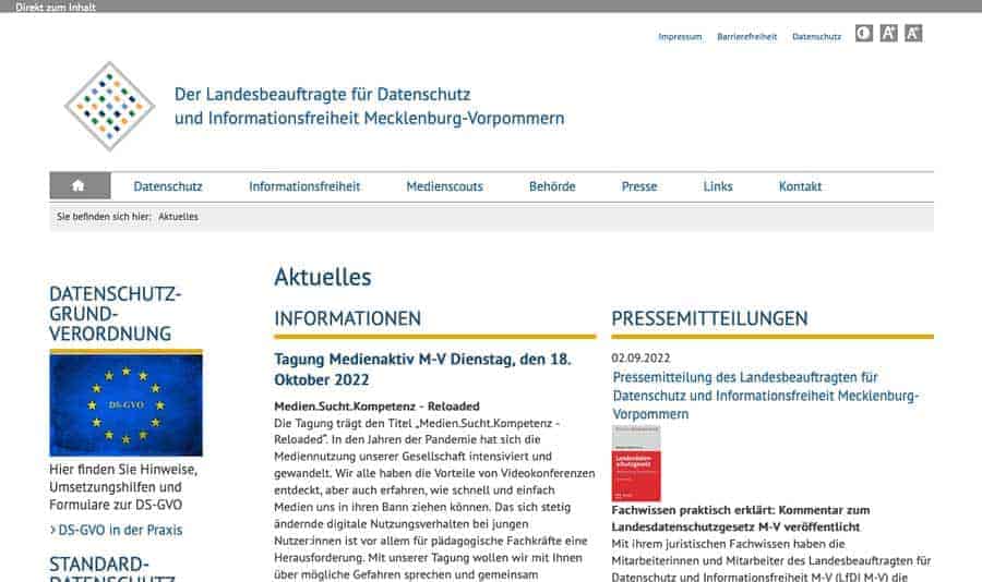 Aufsichtsbehörde für Datenschutz Mecklenburg-Vorpommern