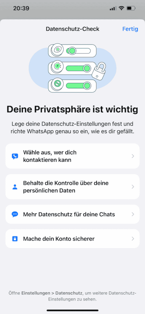 WhatsApp Datenschutzeinstellungen