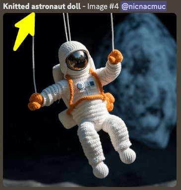 Midjourney Text-Prompt: Knitted astronaut doll